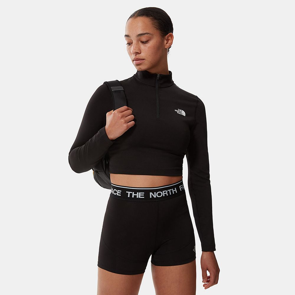 The North Face Fleece Womens Australia - The North Face Crop Zip Through Black Running & Training (K